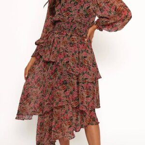 Petal & Pup Vivian Rose Black Midi Dress. NWT. Size Medium. Sold out online.